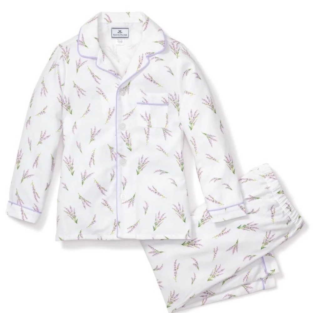 Petite Plume Girls Fields Provence Pajama Set Lavender Floral Size 10 SPJFOP110